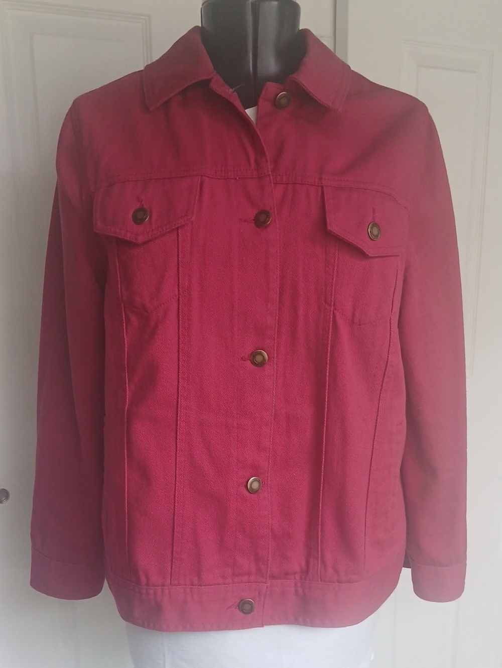Jessica London Denim Jacket, Size 14, Color Red.